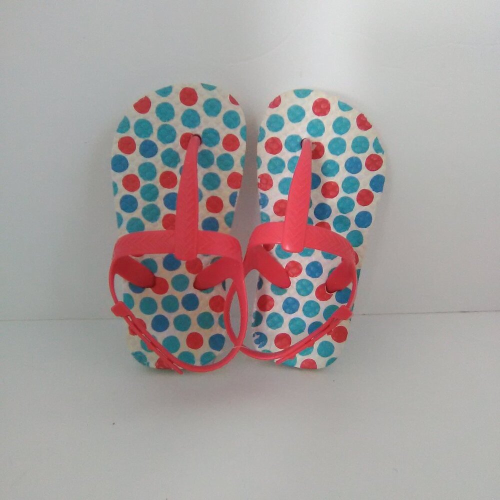 Juncture Toddlers/Girls Flip Flop Color White/Red Poka dots Size Medium 7/8 NWOT